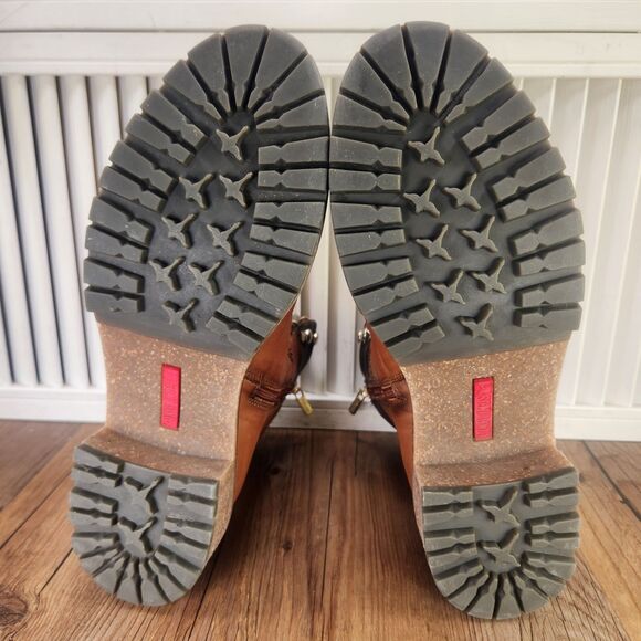 Pikolinos Aspe Ankle Boots Womens Sz 9.5 Brown Leather Lace Up Hikers Side Zip - Picture 8 of 11